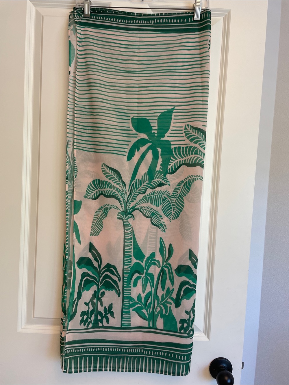 SHEIN Green Palm-Print Swim Sarong Cover-Up